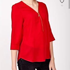 Express Red Zipper Detail Women's Top - NWT
